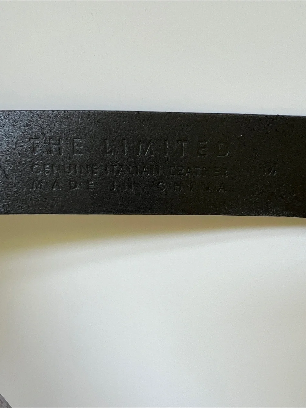 90s Vintage The Limited Black Leather Belt with Oval Silver Distressed Buckle